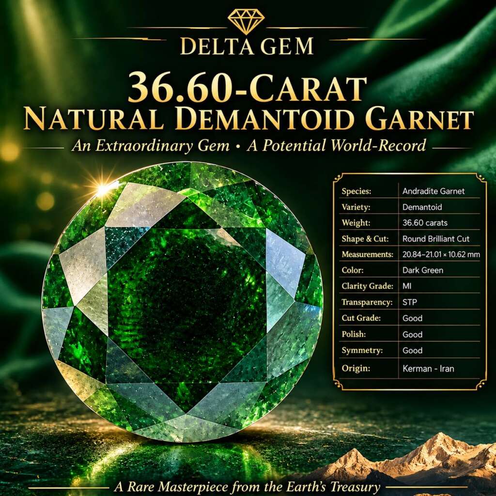 EXCEPTIONAL 36.60-CARAT NATURAL DEMANTOID GARNET